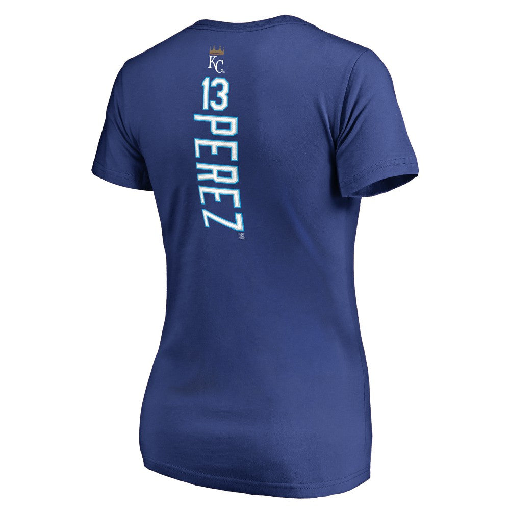 Salvador Perez Kansas City Royals Women's Backer V-Neck T-Shirt - Royal