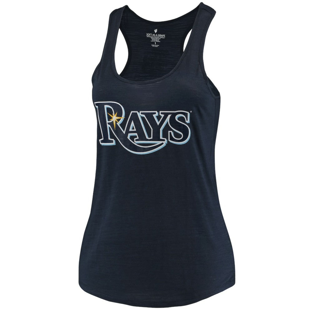 Tampa Bay Rays Soft as a Grape Women's Plus Size Swing for the Fences Racerback Tank Top - Navy