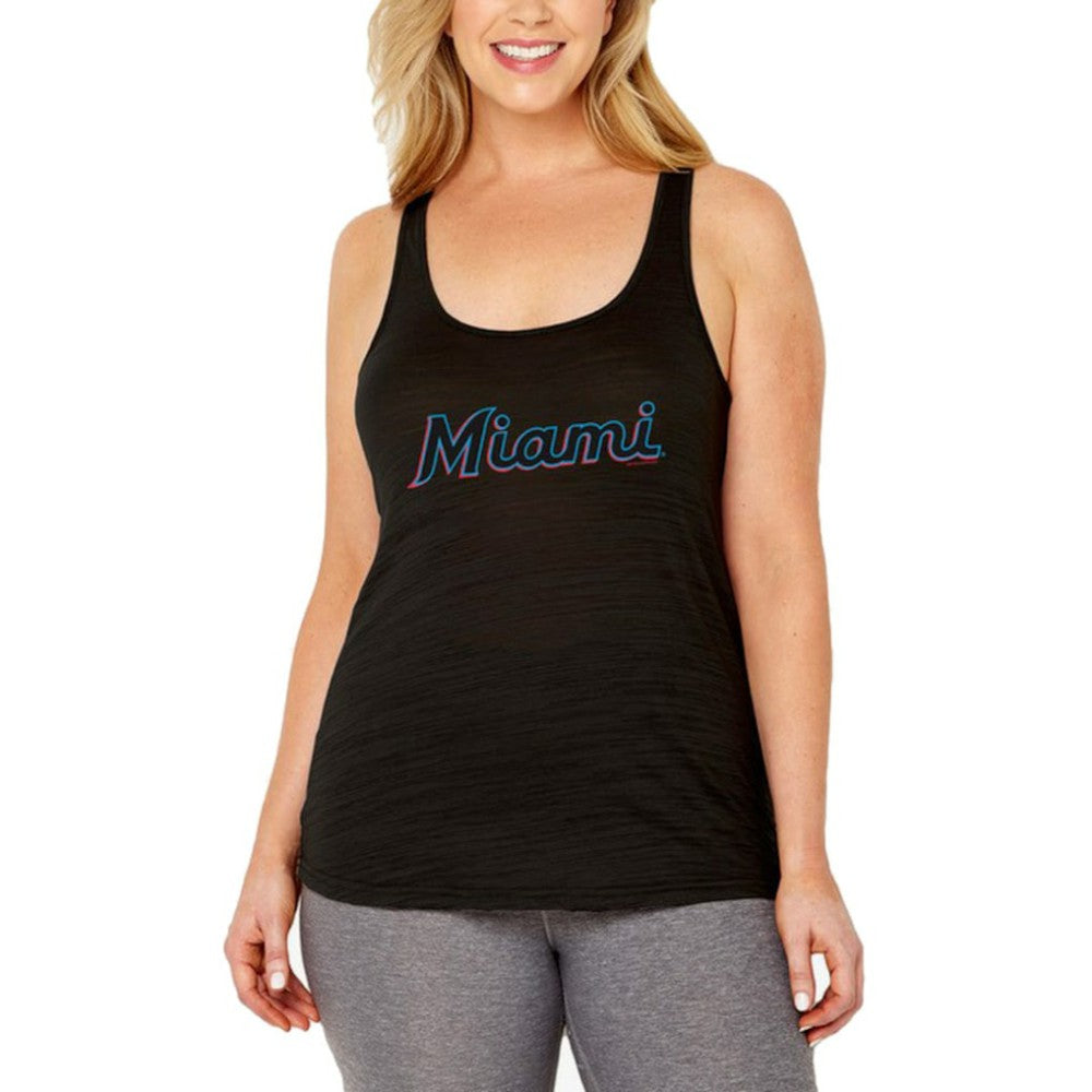 Miami Marlins Soft as a Grape Women's Plus Size Swing for the Fences Racerback Tank Top - Black