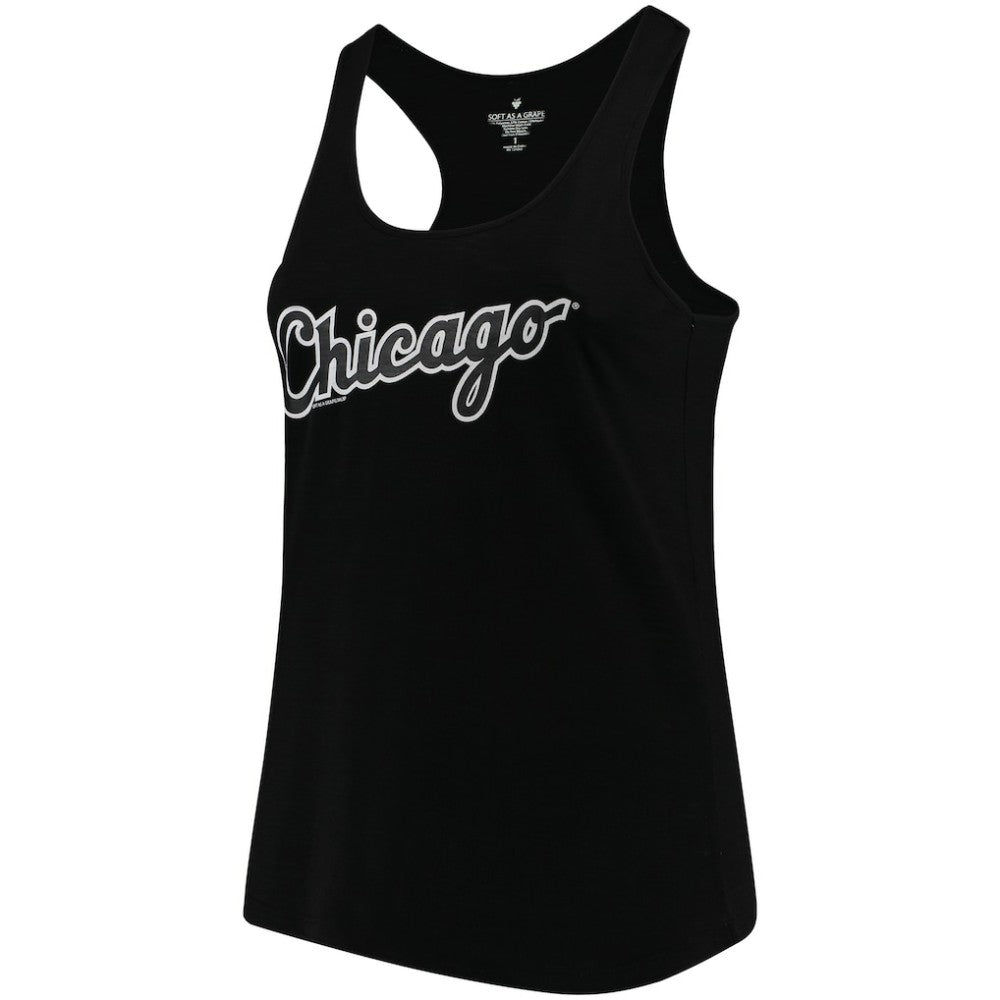 Chicago White Sox Soft as a Grape Women's Plus Size Swing for the Fences Racerback Tank Top - Black