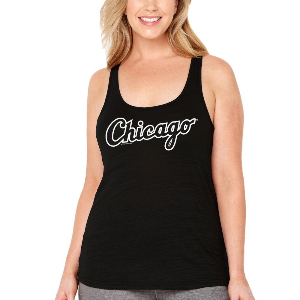 Chicago White Sox Soft as a Grape Women's Plus Size Swing for the Fences Racerback Tank Top - Black