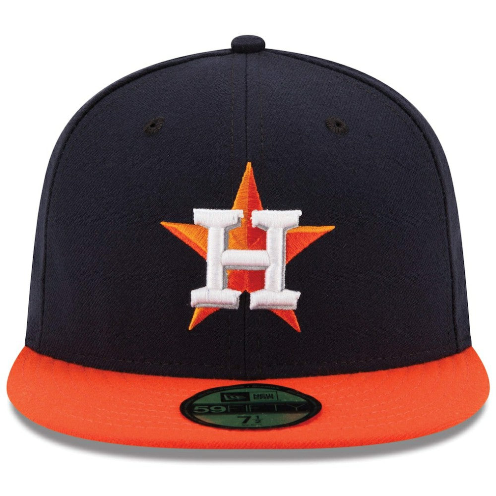 Houston Astros Road Authentic Collection On Field 59FIFTY Performance Fitted Hat - Navy/Orange | New Era
