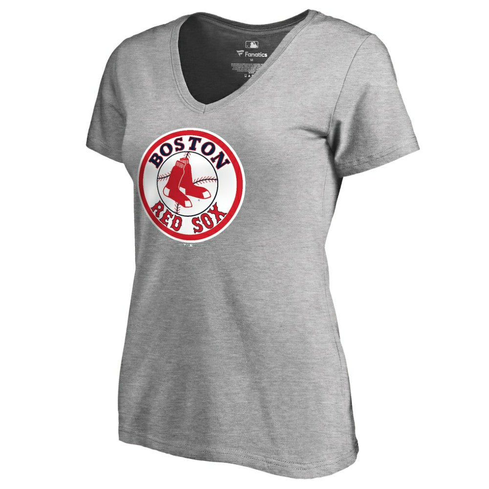 Boston Red Sox Women's Cooperstown Collection Forbes V-Neck T-Shirt - Heather Gray
