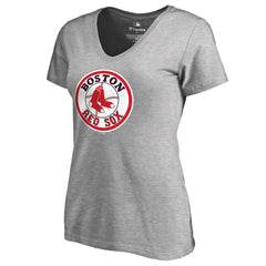 Boston Red Sox Women's Cooperstown Collection Forbes V-Neck T-Shirt - Heather Gray