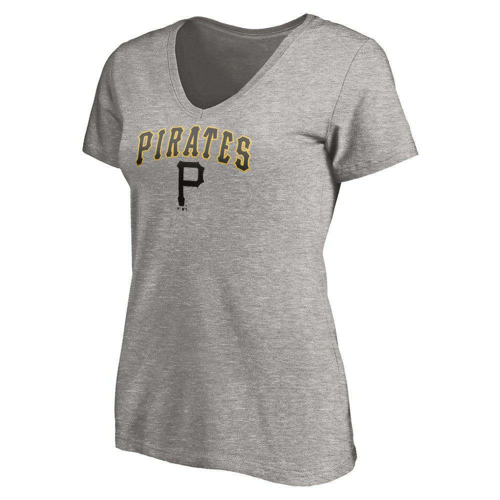 Pittsburgh Pirates Women's Core Wahconah V-Neck T-Shirt - Heather Gray