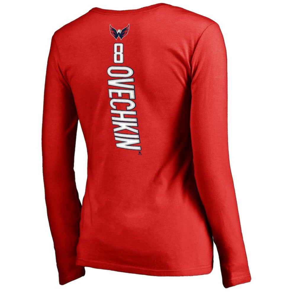 Alexander Ovechkin Washington Capitals Women's Backer V-Neck Long Sleeve T-Shirt