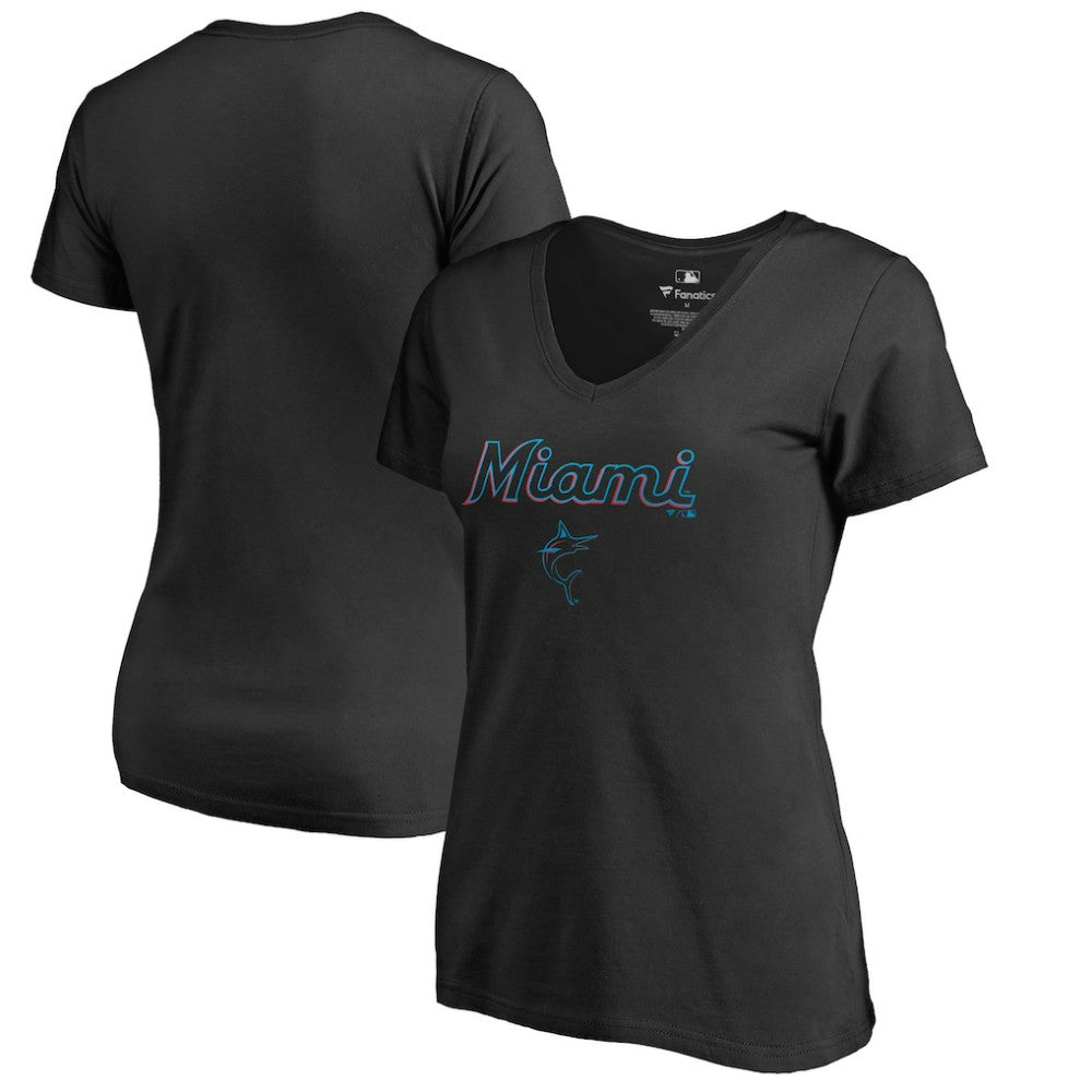 Miami Marlins Women's Team Lockup T-Shirt - Black