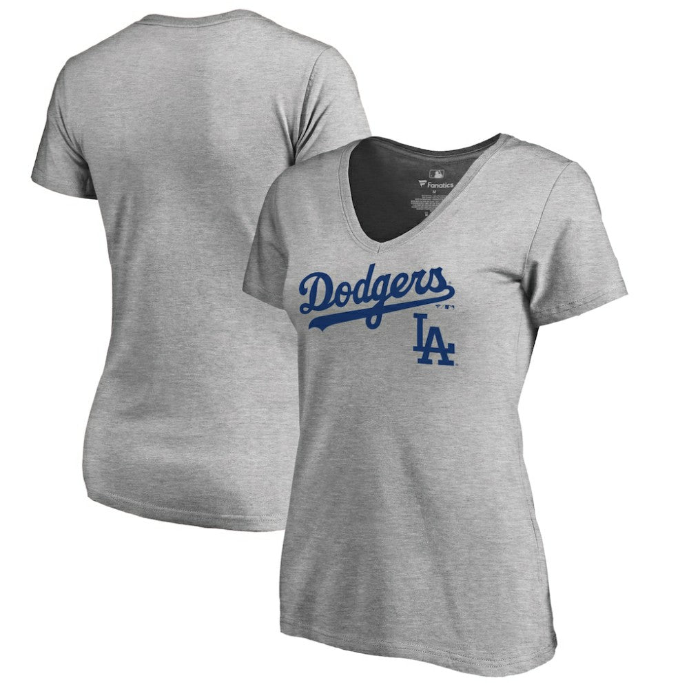 Los Angeles Dodgers Women's Team Lockup T-Shirt - Ash