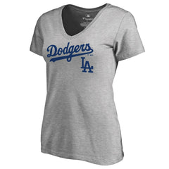 Los Angeles Dodgers Women's Team Lockup T-Shirt - Ash