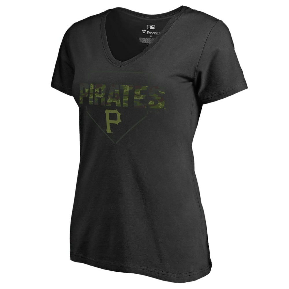 Pittsburgh Pirates Women's Camo T-Shirt - Black