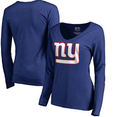 NFL New York Giants Women's Primary Logo V-Neck Long-Sleeve T-Shirt