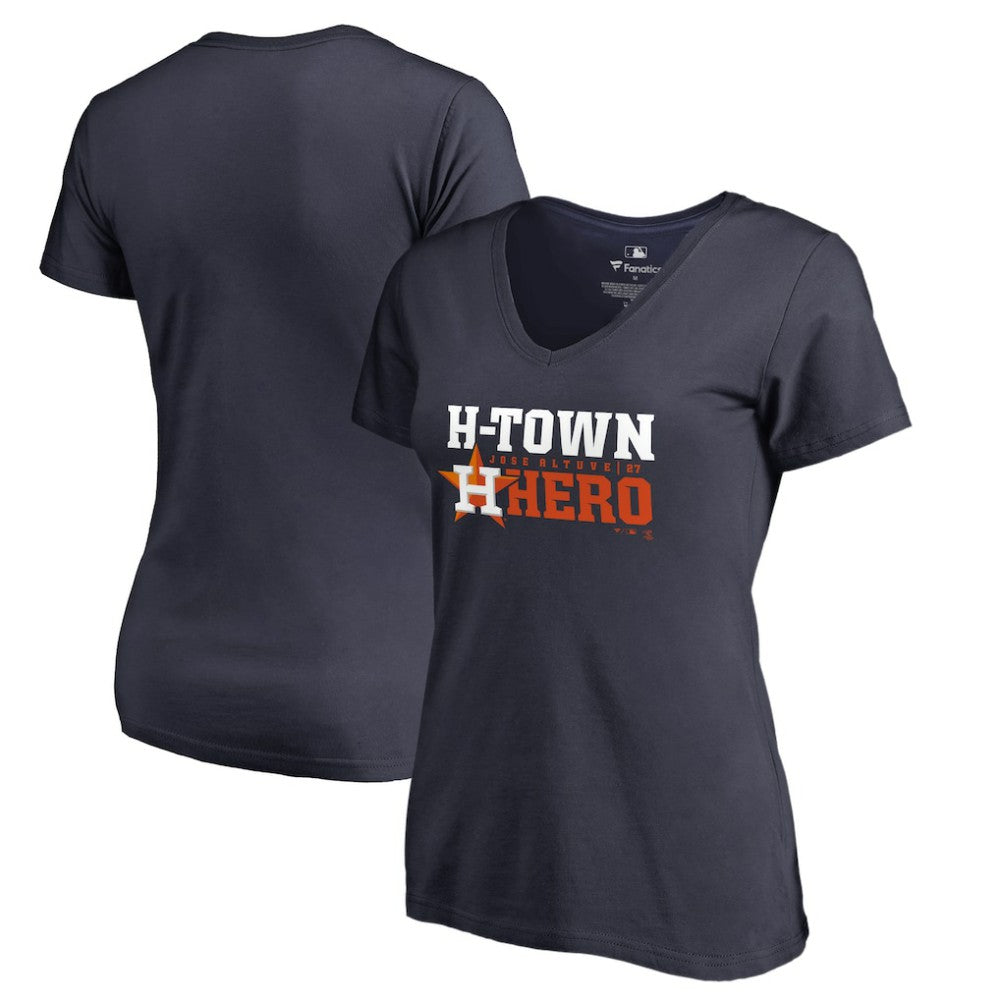 Jose Altuve Houston Astros Women's Player Hometown Collection V-Neck T-Shirt - Navy