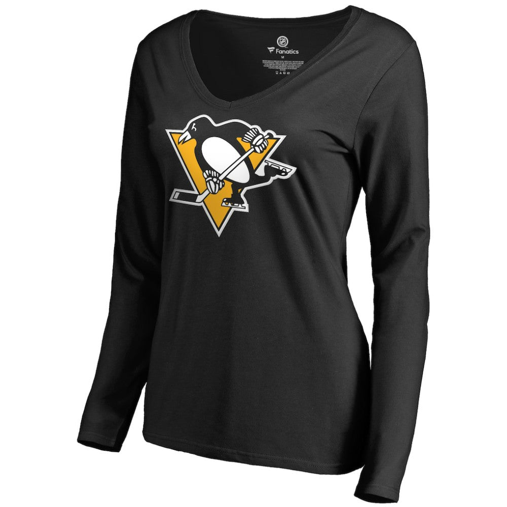 Bryan Rust Pittsburgh Penguins Women's Backer Name & Number Long Sleeve V-Neck T-Shirt