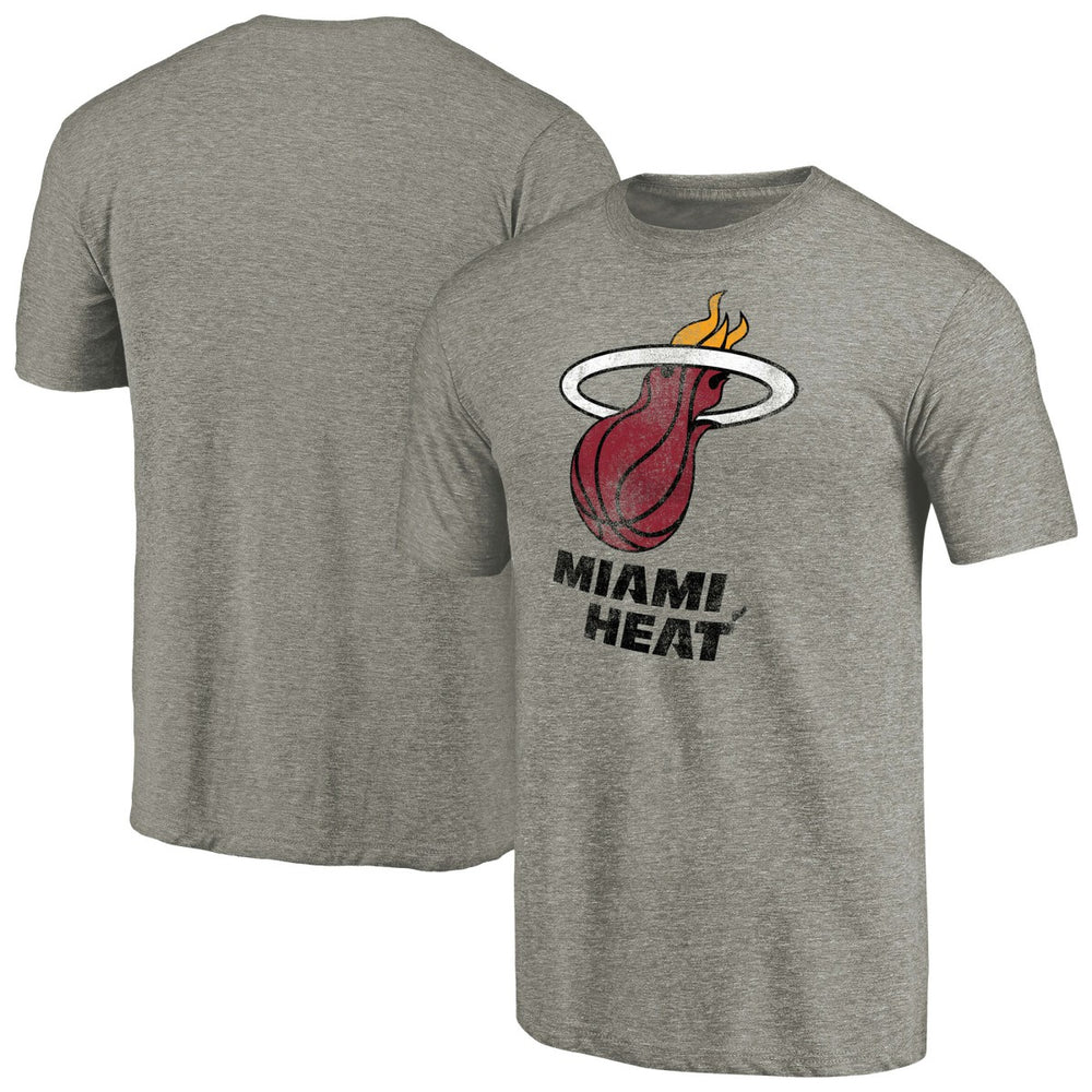 Miami Heat Distressed Team Logo Tri-Blend T-Shirt - Heather Gray on sale