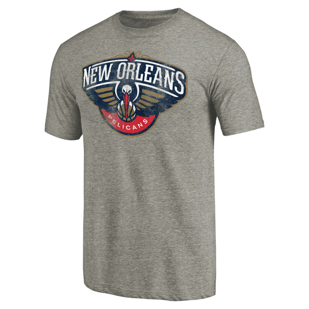 New Orleans Pelicans Distressed Team Logo Tri-Blend T-Shirt - Heather Gray shop