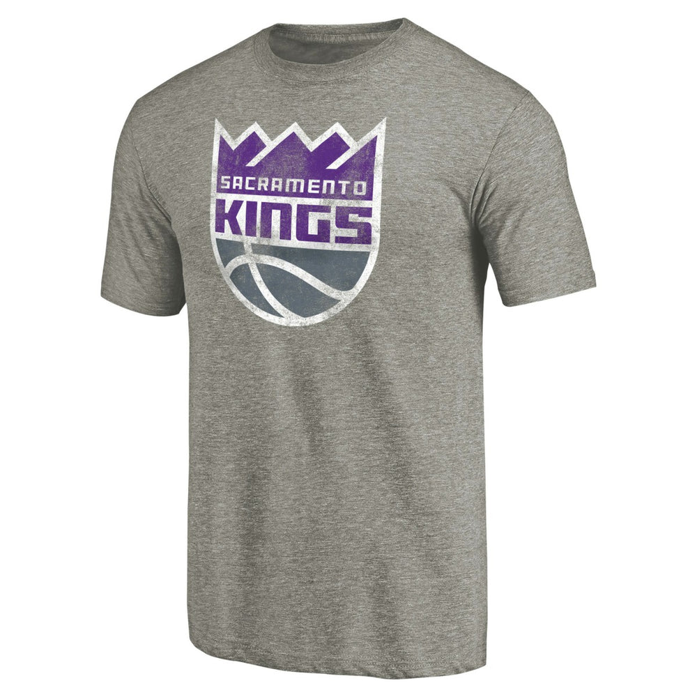 Sacramento Kings Distressed Team Logo Tri-Blend T-Shirt - Heather Gray cheap