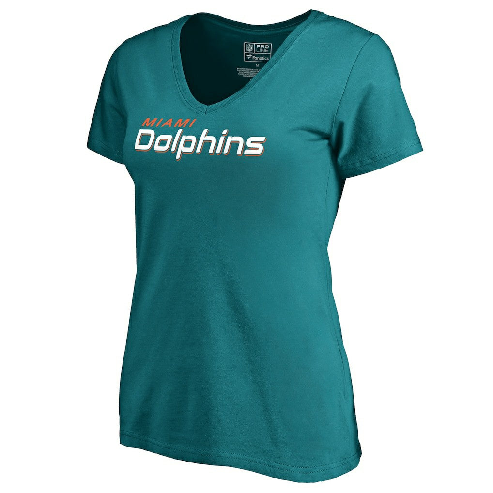 NFL Miami Dolphins Women's Wordmark V-Neck T-Shirt