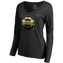 Boston Bruins Women's Midnight Mascot Long Sleeve V-Neck T-Shirt