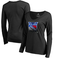 New York Rangers Women's Midnight Mascot Long Sleeve V-Neck T-Shirt