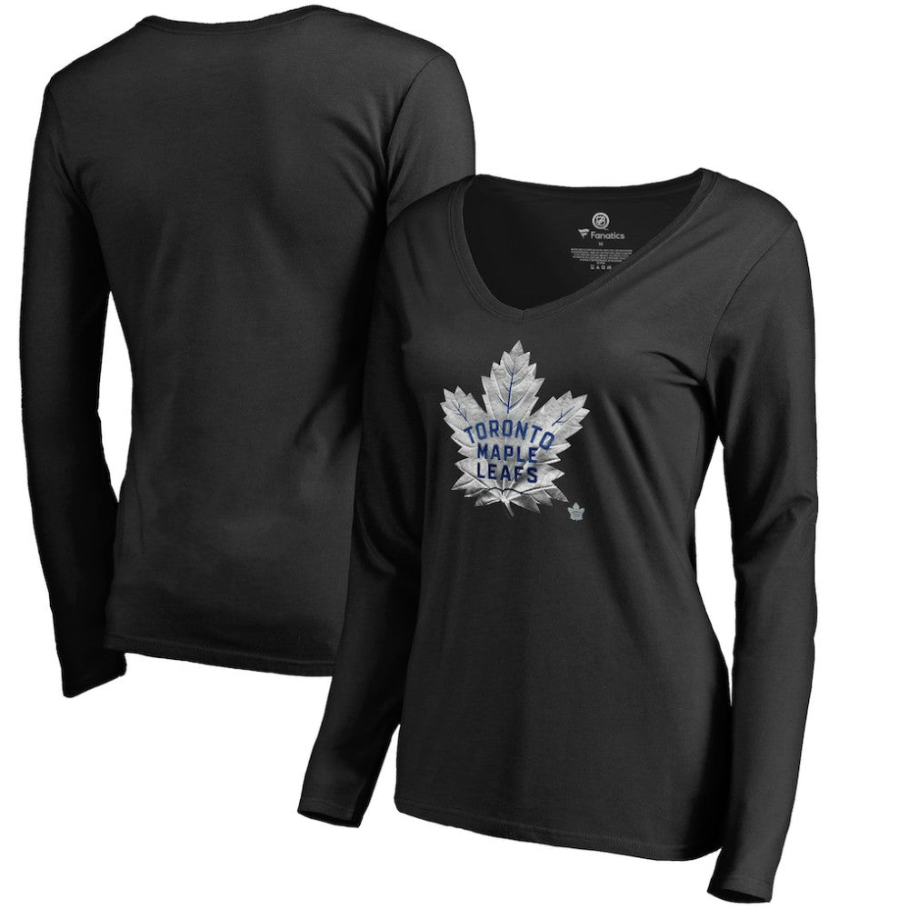Toronto Maple Leafs Women's Midnight Mascot Long Sleeve V-Neck T-Shirt