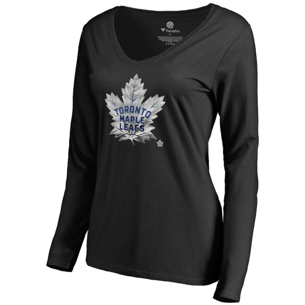 Toronto Maple Leafs Women's Midnight Mascot Long Sleeve V-Neck T-Shirt