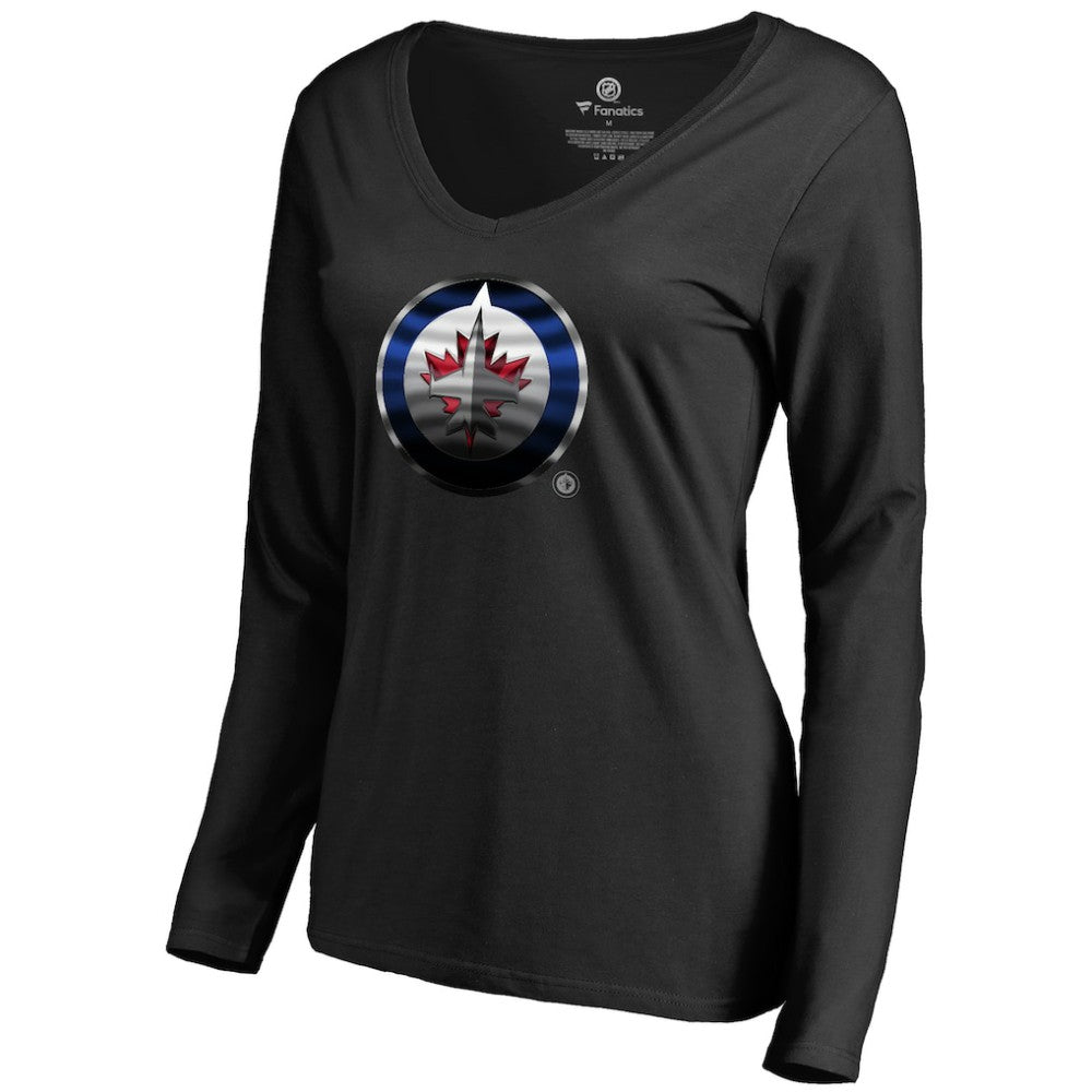 Winnipeg Jets Women's Midnight Mascot Long Sleeve V-Neck T-Shirt