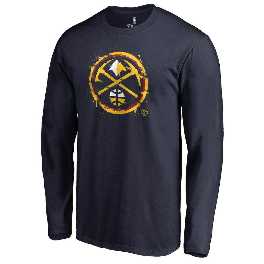 Denver Nuggets Splatter Logo Long Sleeve T-Shirt sale - Navy sale
