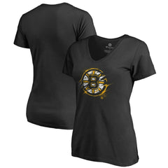 Boston Bruins Women's Splatter Logo V-Neck T-Shirt