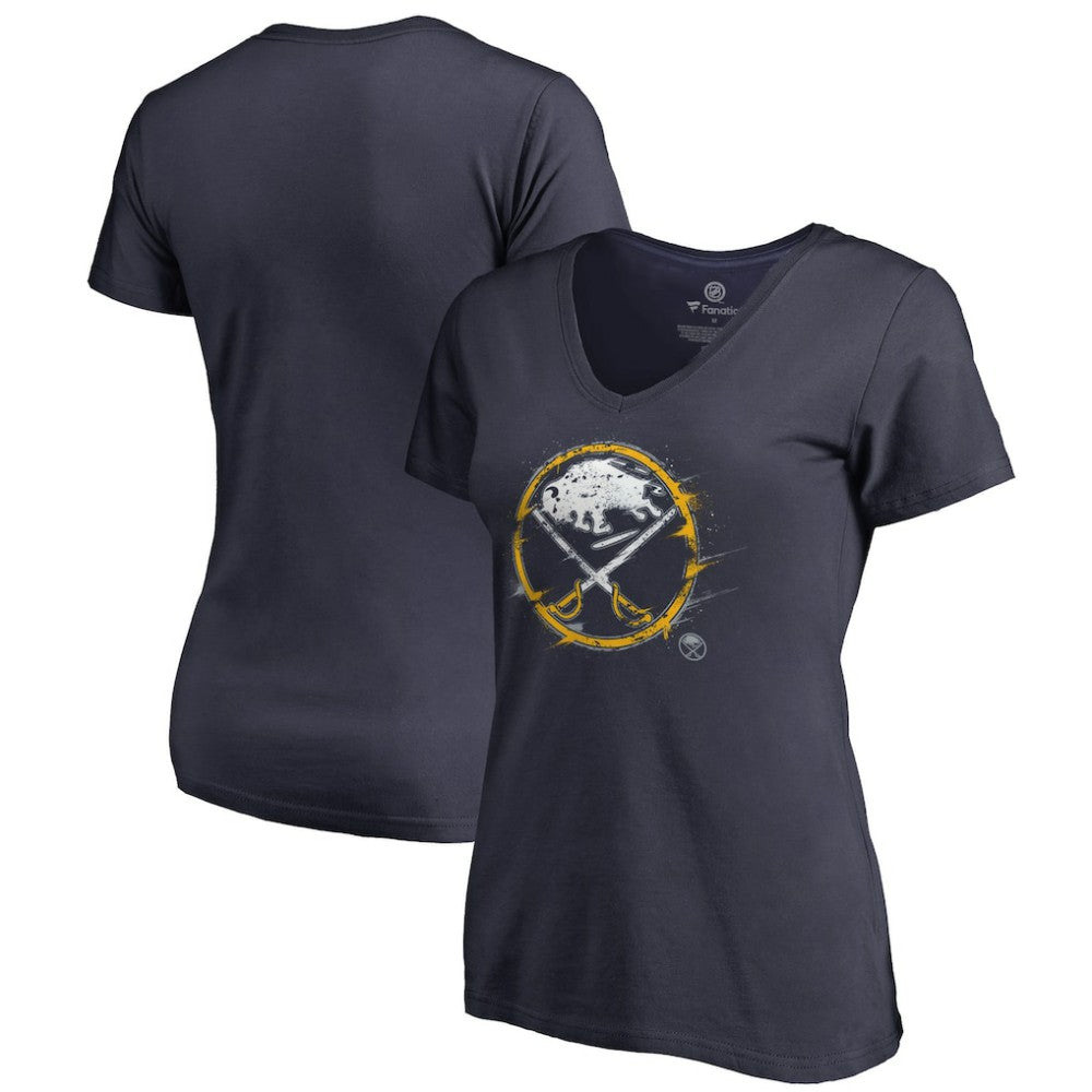 Buffalo Sabres Women's Splatter Logo V-Neck T-Shirt