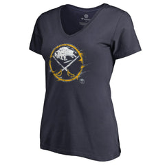 Buffalo Sabres Women's Splatter Logo V-Neck T-Shirt