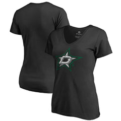 Dallas Stars Women's Splatter Logo V-Neck T-Shirt