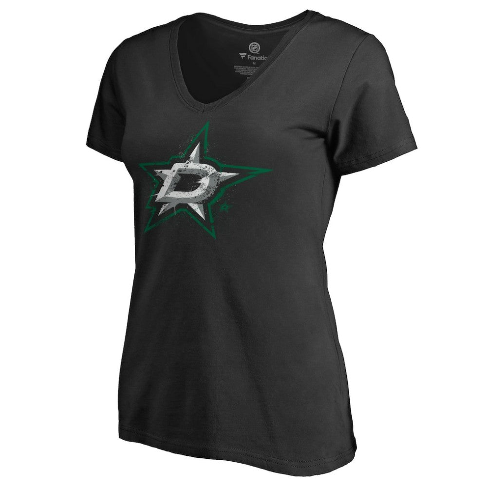 Dallas Stars Women's Splatter Logo V-Neck T-Shirt