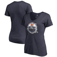 Edmonton Oilers Women's Splatter Logo V-Neck T-Shirt