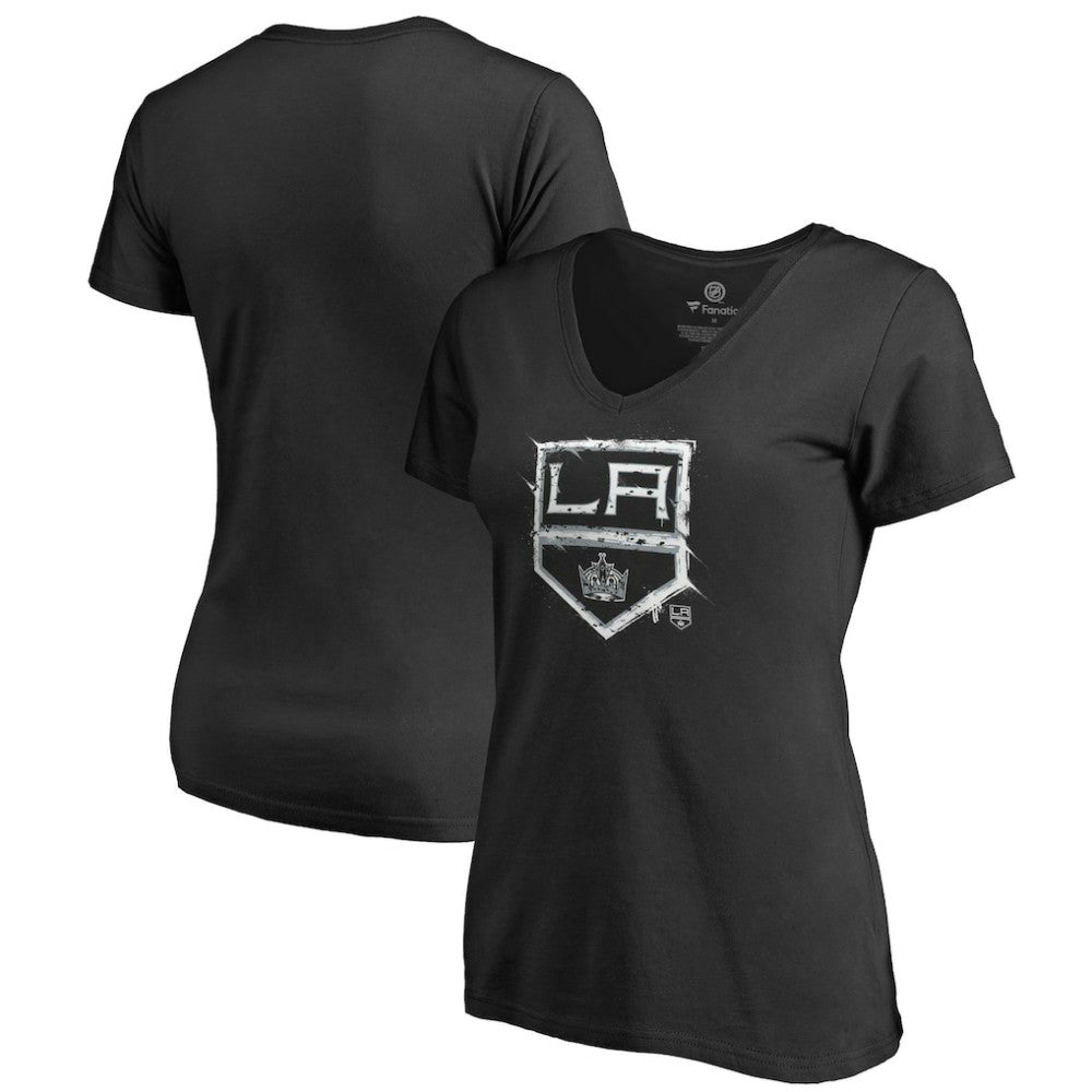 Los Angeles Kings Women's Splatter Logo V-Neck T-Shirt
