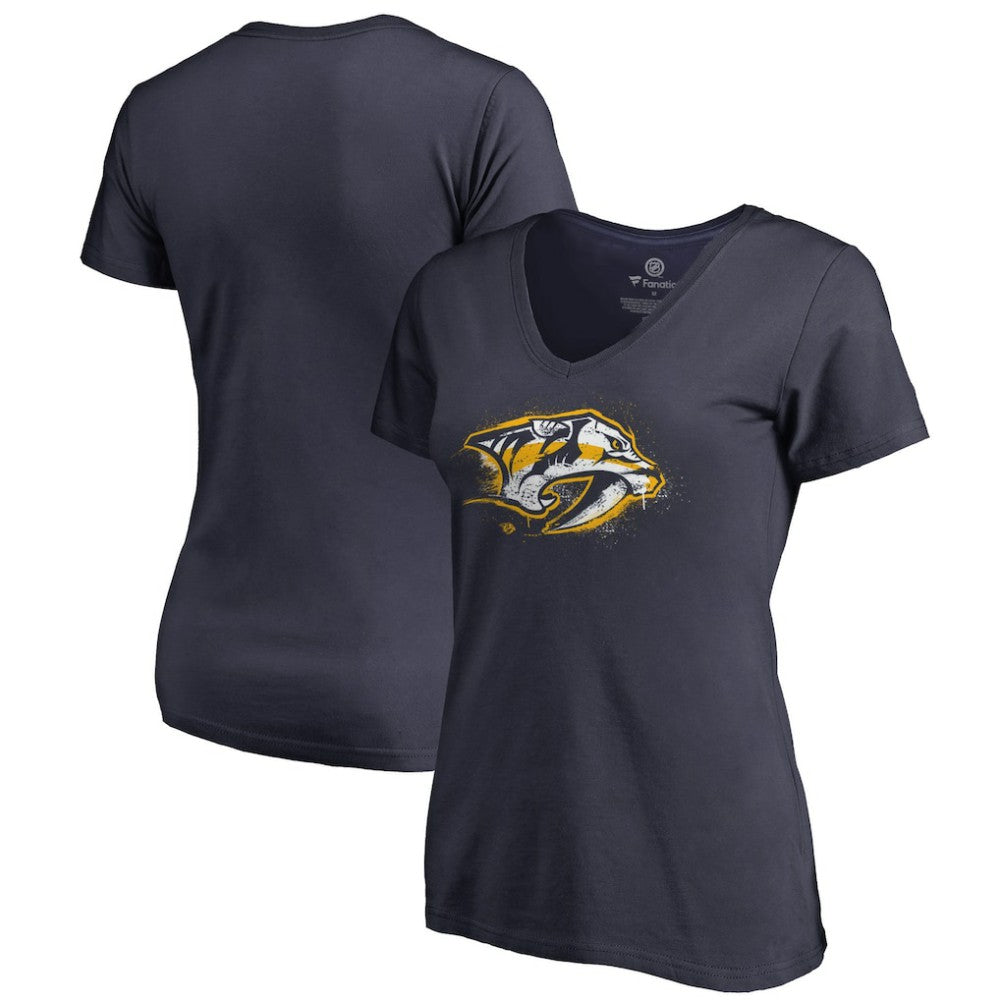 Nashville Predators Women's Splatter Logo V-Neck T-Shirt