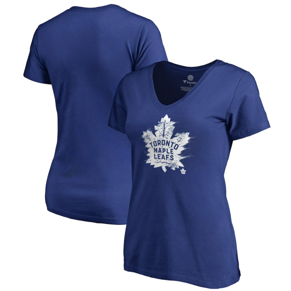 Toronto Maple Leafs Women's Splatter Logo V-Neck T-Shirt