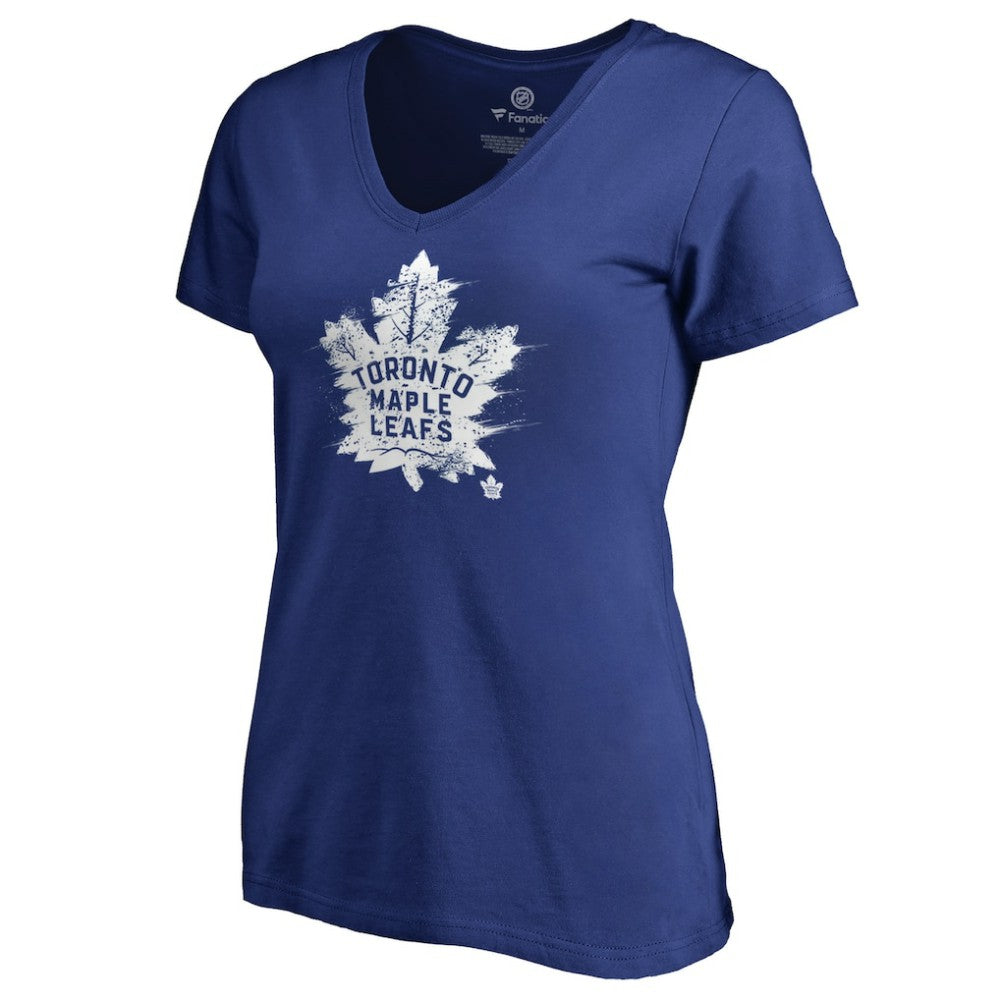 Toronto Maple Leafs Women's Splatter Logo V-Neck T-Shirt