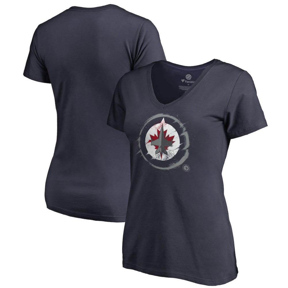 Winnipeg Jets Women's Splatter Logo V-Neck T-Shirt