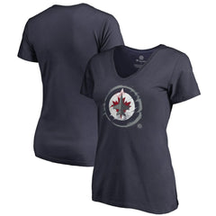 Winnipeg Jets Women's Splatter Logo V-Neck T-Shirt