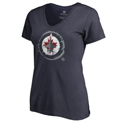Winnipeg Jets Women's Splatter Logo V-Neck T-Shirt