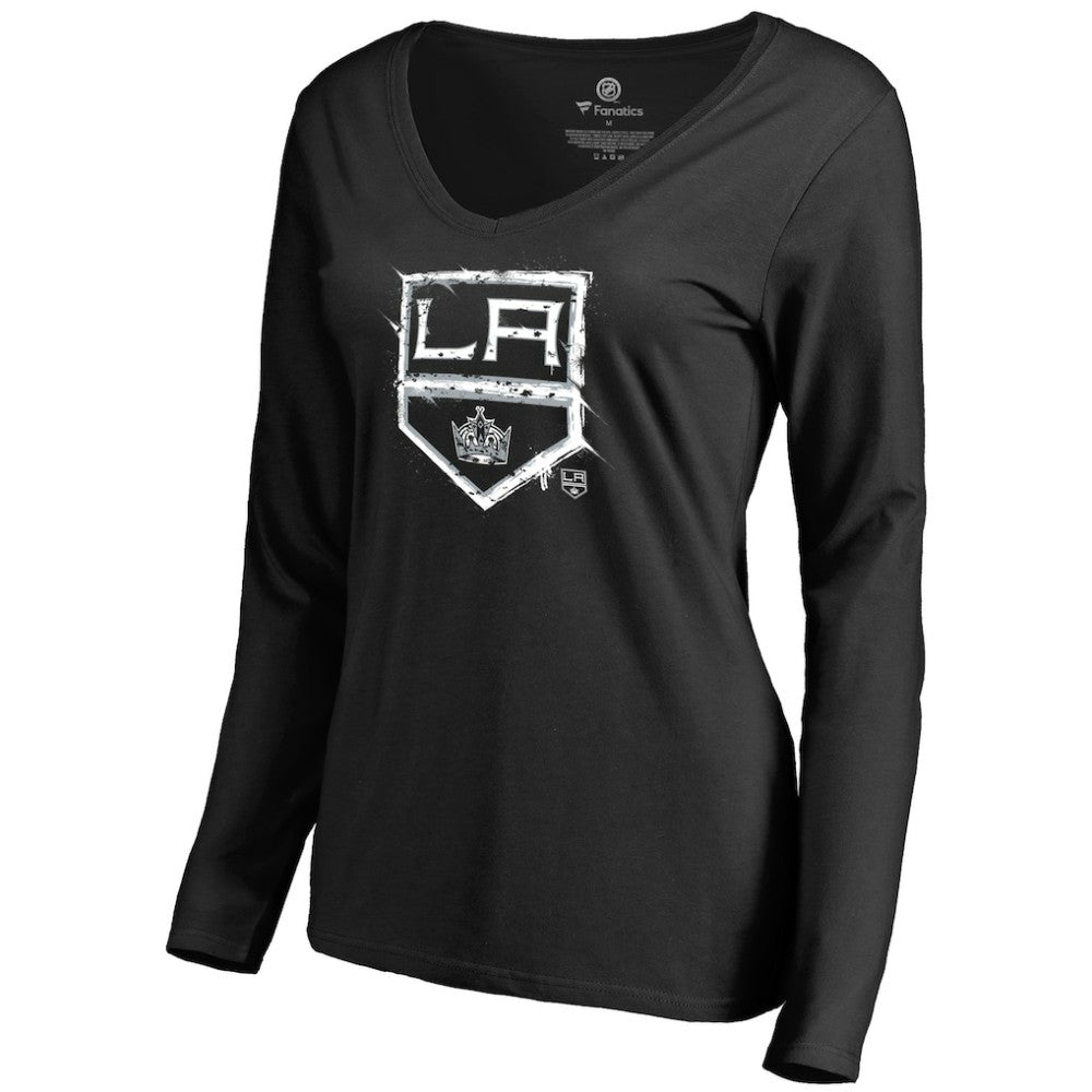Los Angeles Kings Women's Splatter Logo V-Neck Long Sleeve T-Shirt
