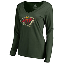 Minnesota Wild Women's Splatter Logo V-Neck Long Sleeve T-Shirt
