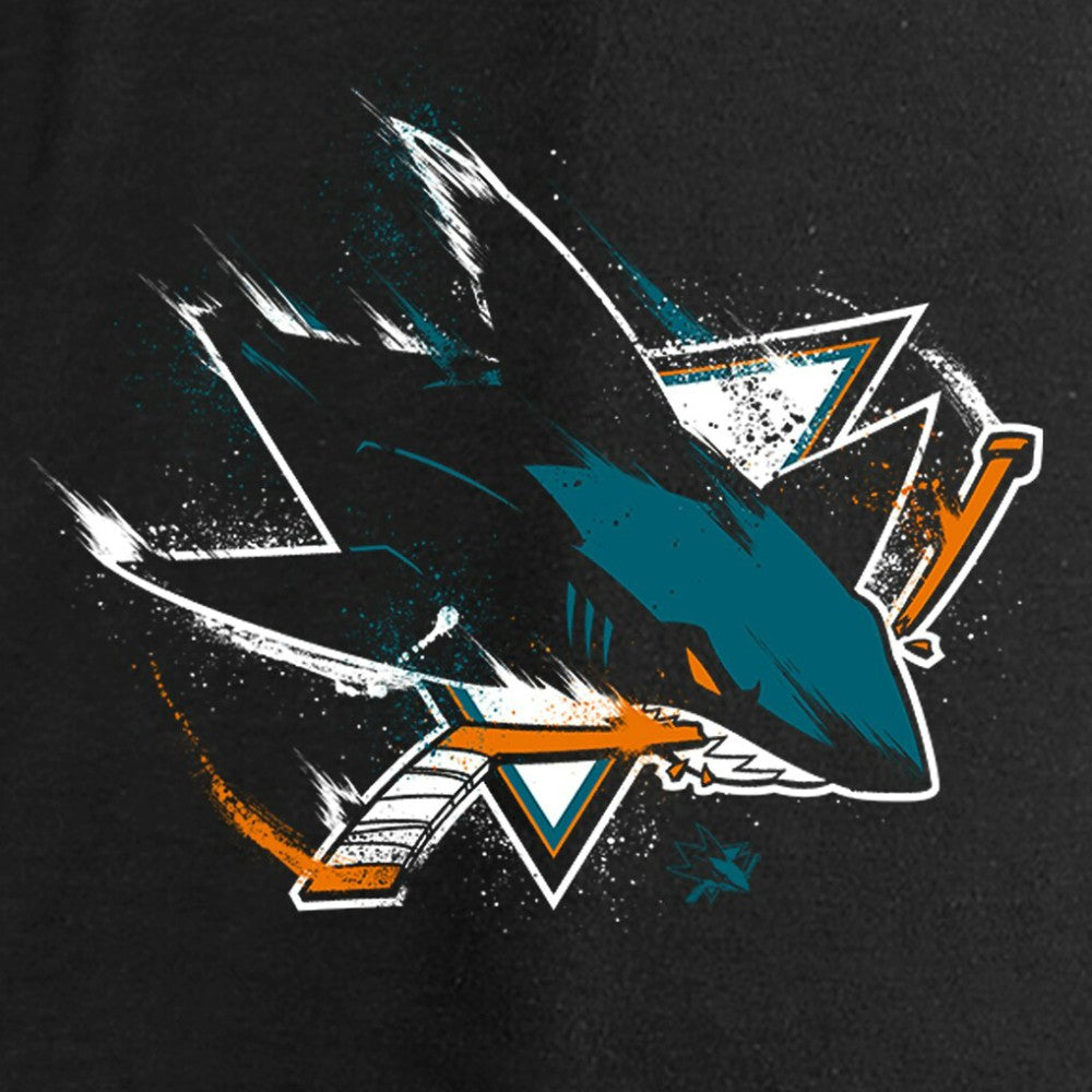 San Jose Sharks Women's Splatter Logo V-Neck Long Sleeve T-Shirt