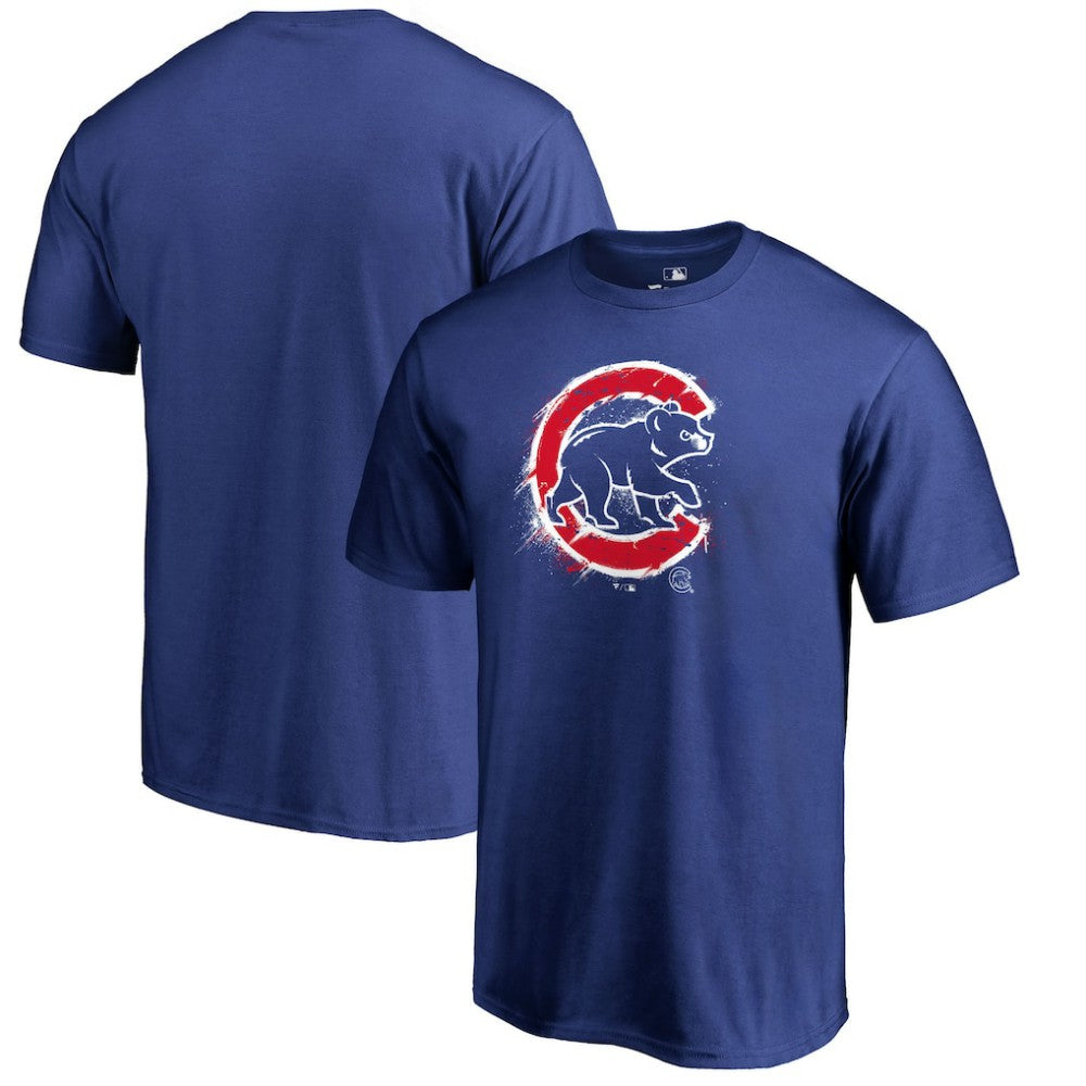 Chicago Cubs Splatter Logo T-Shirt - Royal