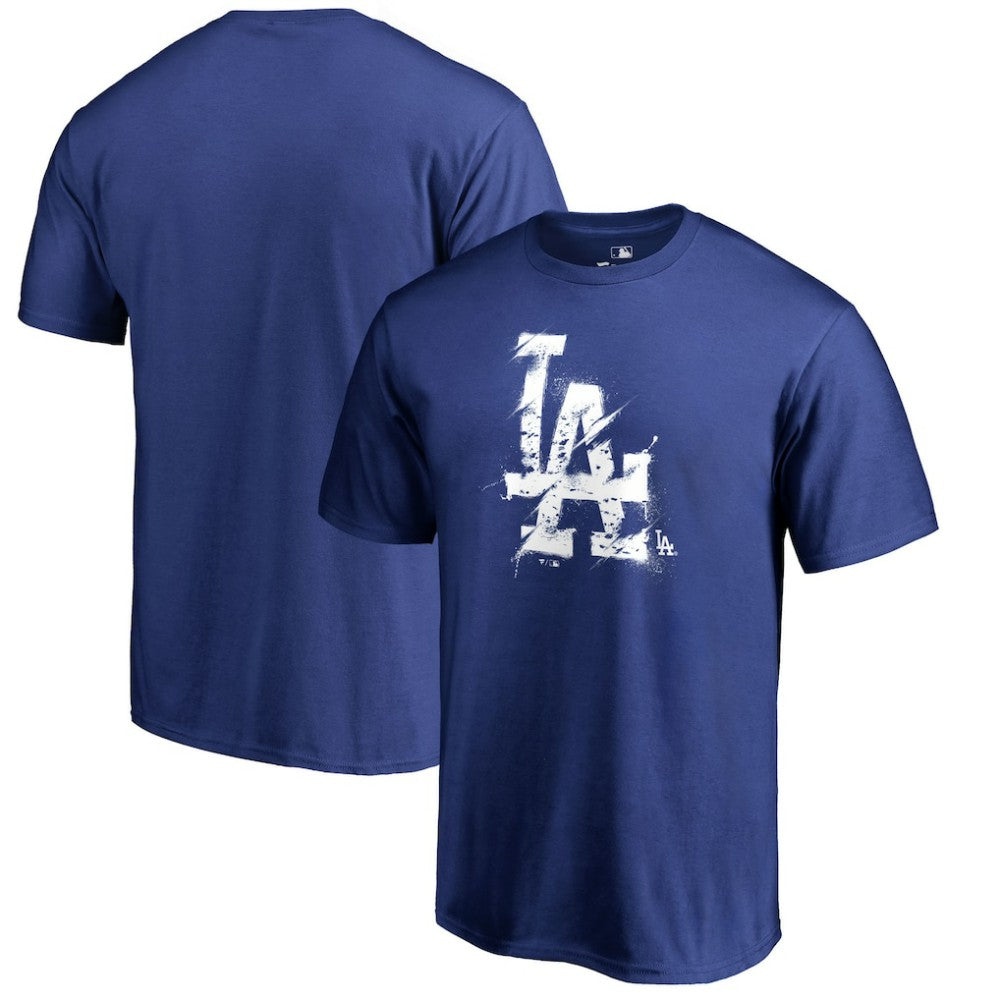 Los Angeles Dodgers Splatter Logo T-Shirt - Royal