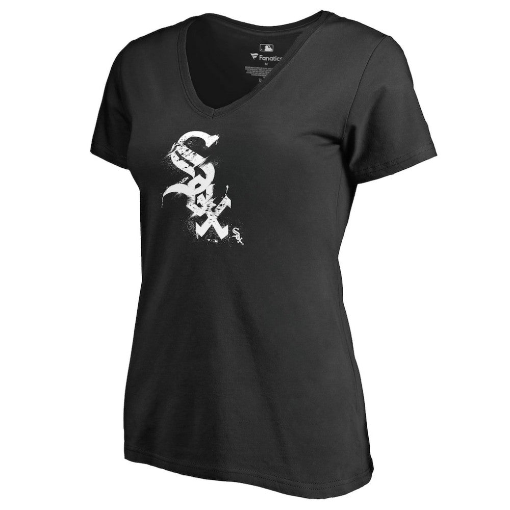Chicago White Sox Women's Splatter Logo V-Neck T-Shirt - Black