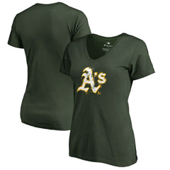 Athletics Women's Splatter Logo V-Neck T-Shirt - Green