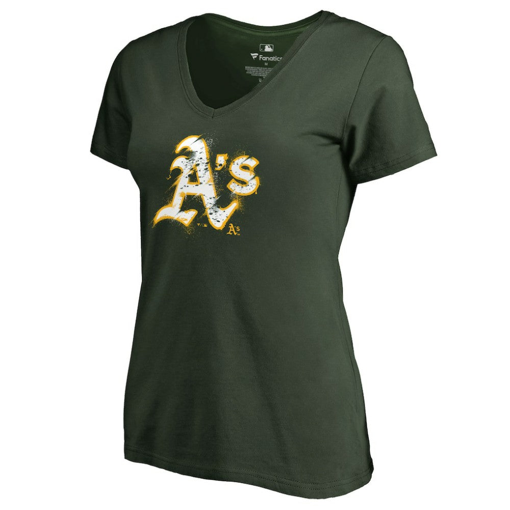 Athletics Women's Splatter Logo V-Neck T-Shirt - Green