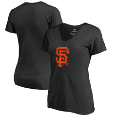 San Francisco Giants Women's Splatter Logo V-Neck T-Shirt - Black