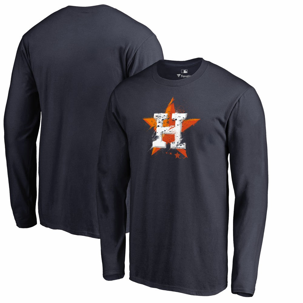 Houston Astros Splatter Logo Long Sleeve T-Shirt - Navy